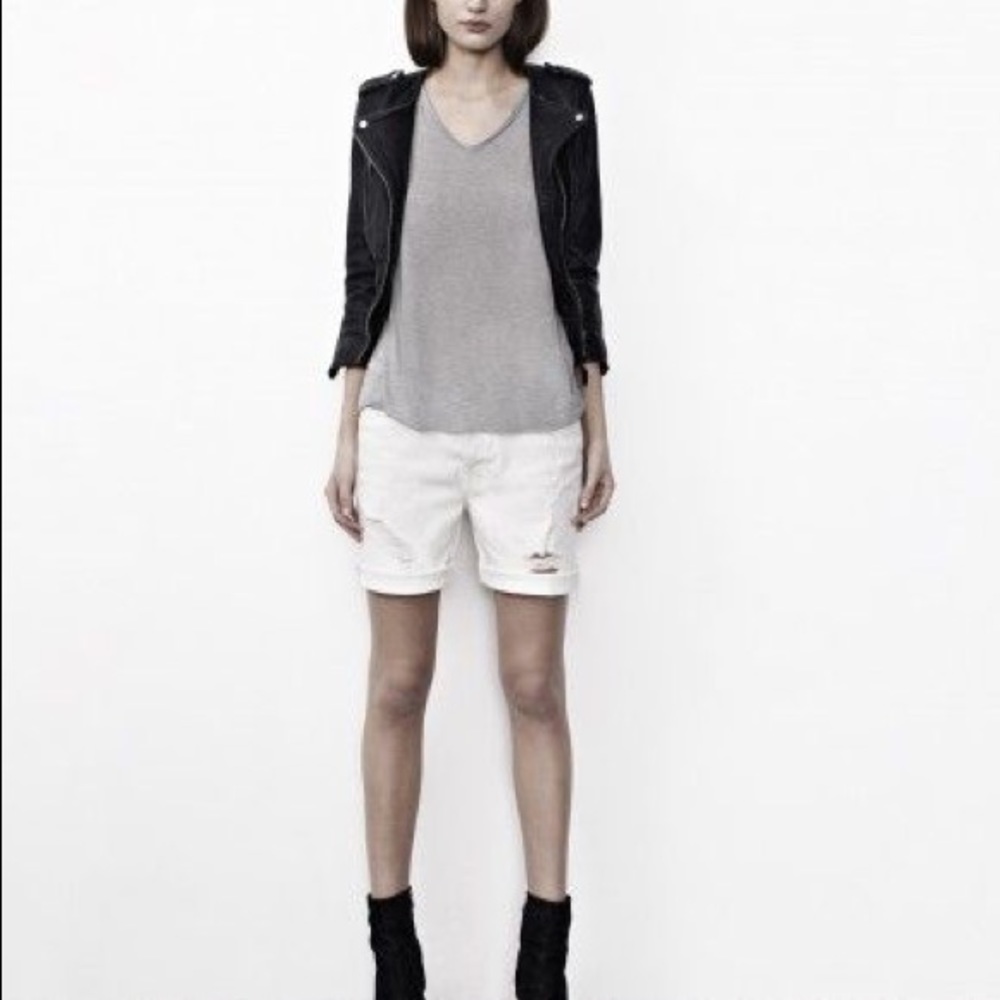 All Saints Cropped Riley Leather Jacket